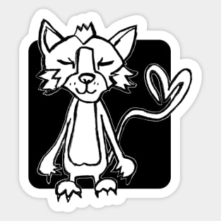 Wild Punk Cat Drawing, With Love Sticker